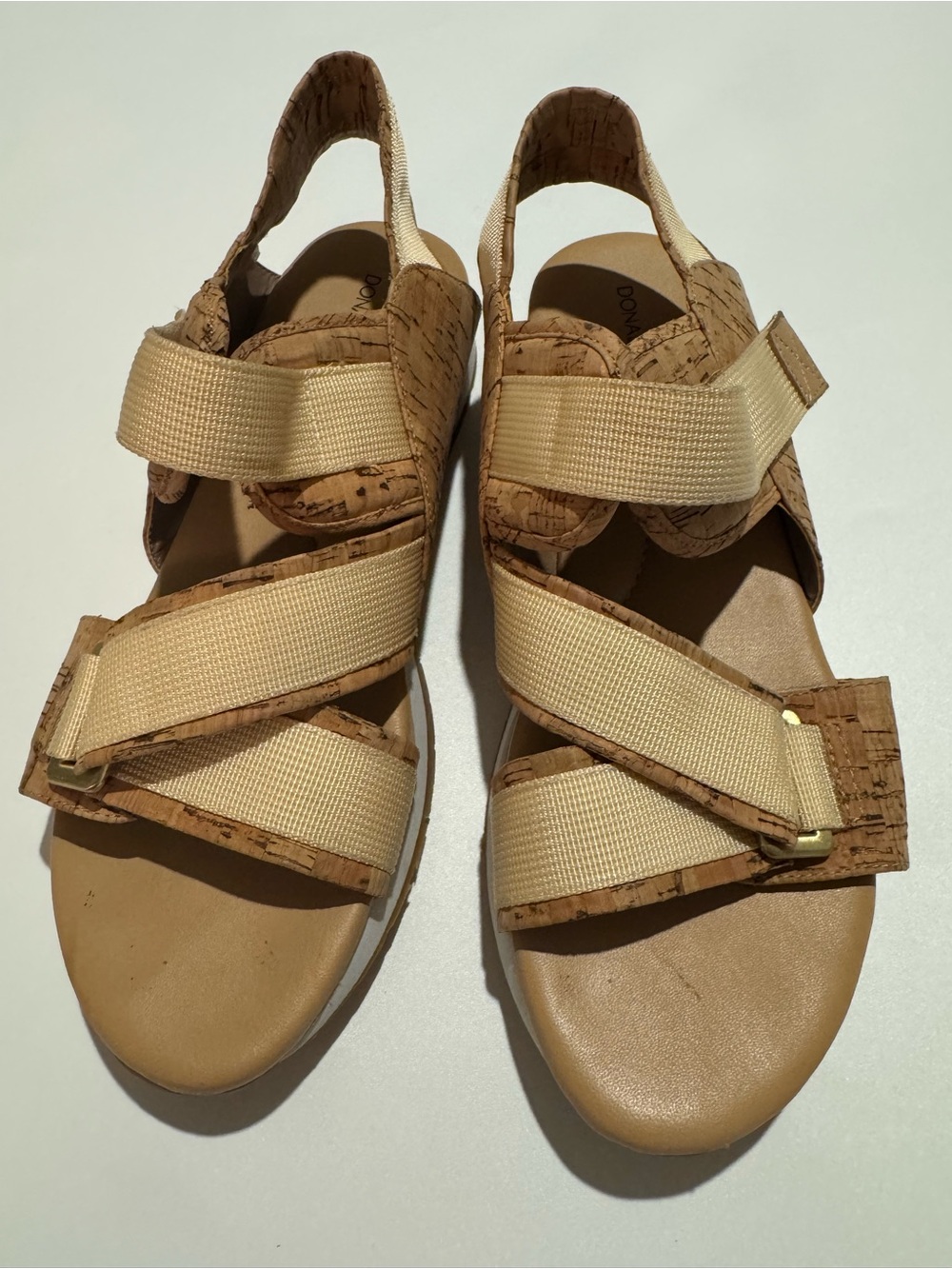 Donald J. Pliner Beige Cork-Trim Strappy Sandals